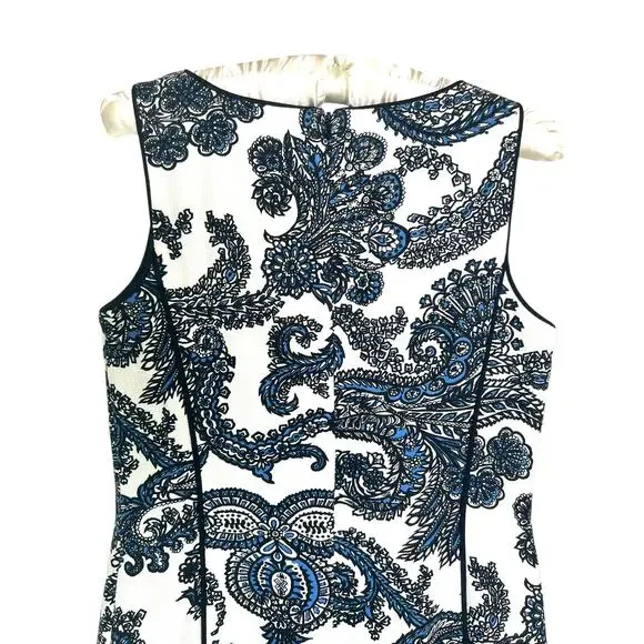Talbots Women's Sz 4 Cotton Blend Paisley Sheath Dress Sleeveless Career Office - Picture 6 of 9
